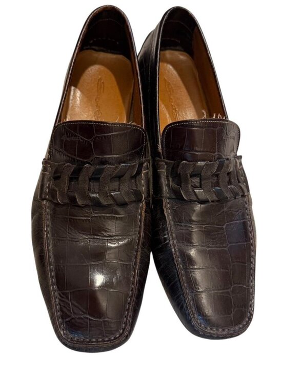 Santoni Men\'s Brown Crocodile Leather Loafers, Size 11.5 main image 4